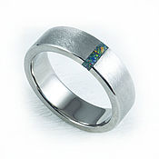 Украшения handmade. Livemaster - original item Titanium Ring with Black Opal. Handmade.
