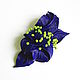 Leather Brooch Sabine leather flower blue cobalt green pear, Brooches, Moscow,  Фото №1