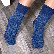 Аксессуары handmade. Livemaster - original item Knitted socks, Aviator 41-42 size,blue men`s elite wool. Handmade.