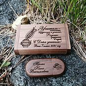 Сувениры и подарки handmade. Livemaster - original item Wooden flash drive with engraving in a box, usb. Handmade.