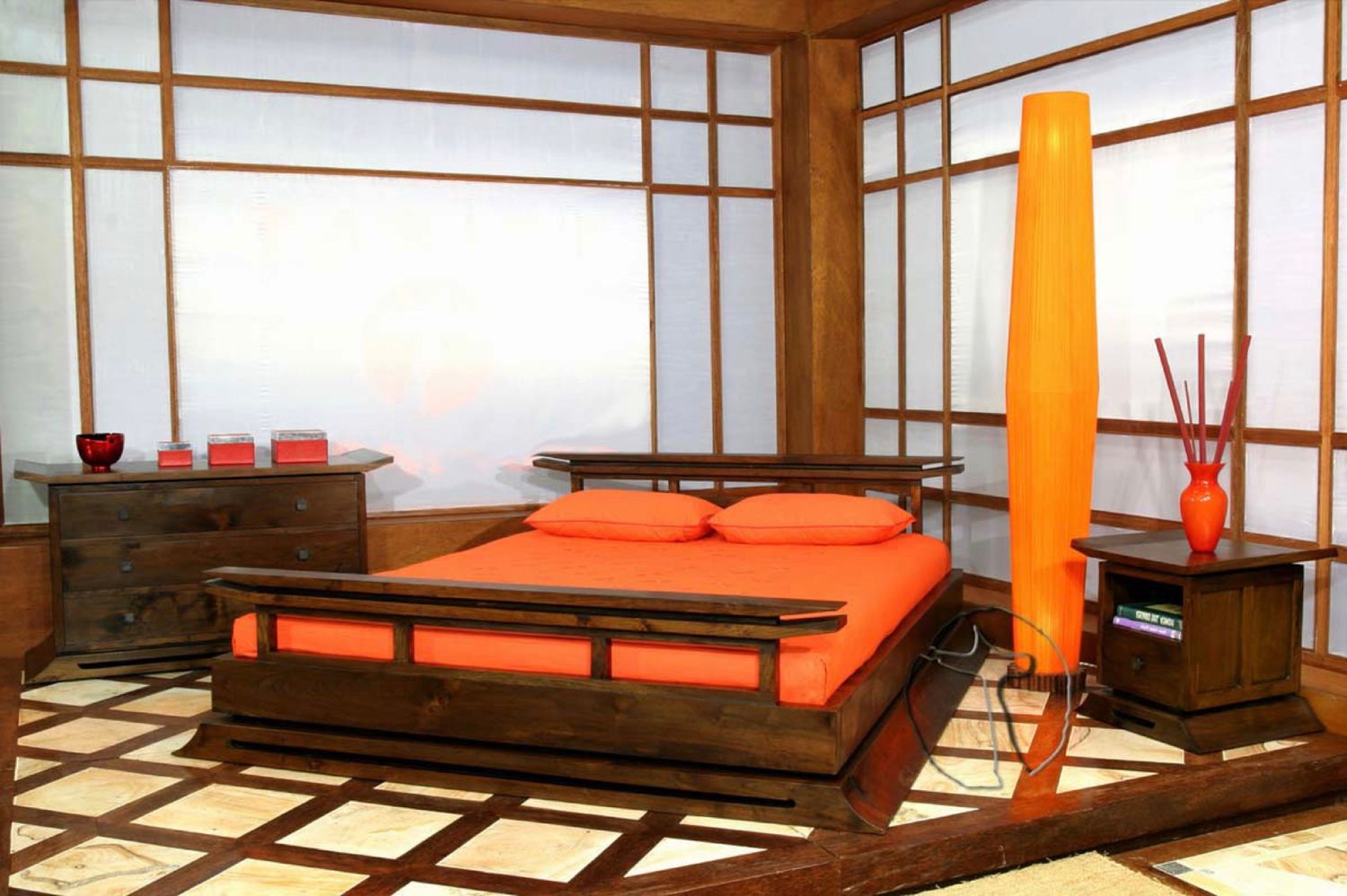 кровать в японском стиле дерево