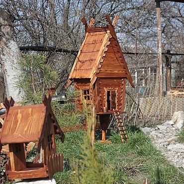 Дача и сад ручной работы. Ярмарка Мастеров - ручная работа Декоративный домик для кошки или в сад - Избушка на курьих ножках. Handmade.