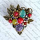 Brooch handmade. Author's jewelry. Natural stones, Swarovski crystal. An exquisite brooch on the dress, stole, suit.
