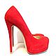Zapatos de mujer en rojo velyure 'Milana', Shoes, Barnaul,  Фото №1