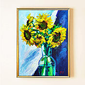 Картины и панно handmade. Livemaster - original item Painting with sunflowers 