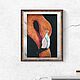 Оранжевый фламинго, портрет птицы, масляная пастель, 21х29 см, Картины, Санкт-Петербург,  Фото №1