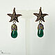 Earrings Starfish lampwork boho drops emerald. Earrings. fiery-tale lampwork (fiery-tale). My Livemaster. Фото №5