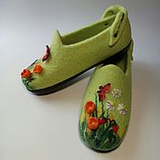 Обувь ручной работы handmade. Livemaster - original item Felted Slippers Summer meadow. Handmade.