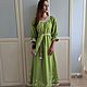 Dress in boho style with the author's painting Fairy Tale light green. Dresses. Kupava - ethno/boho. My Livemaster. Фото №5