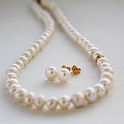 Работы для детей, handmade. Livemaster - original item Pearl beads with earrings.. Handmade.