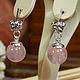 Earrings with rose quartz (Madagascar). Earrings. Handwork of jewelry.. My Livemaster. Фото №4