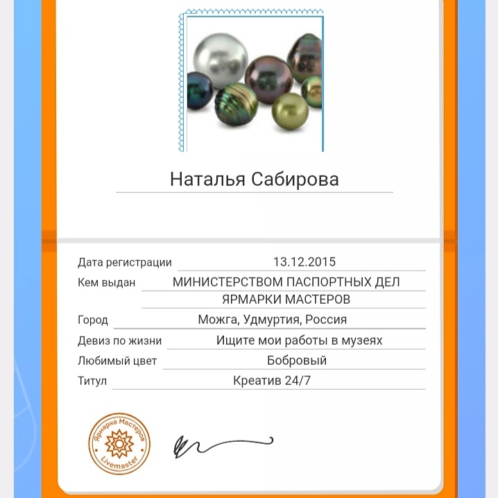 Мой паспорт на 14-летие Ярмарки Мастеров!