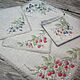 Linen napkins with Raspberry Blackberry painting-wild berries, Doilies, Shuya,  Фото №1
