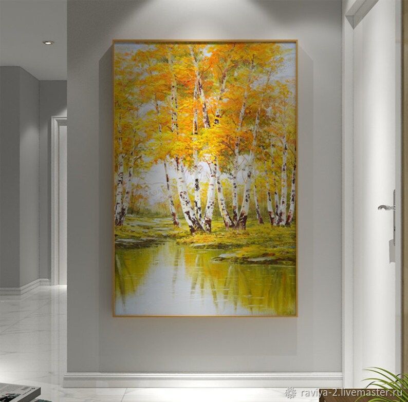 Картина маслом на холсте Пейзаж в гостиную Масляная живопись природа в ...