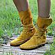 Boot moccasins made of genuine leather in Mustard. Moccasins. Katorina Rukodelnica HandMadeButik. My Livemaster. Фото №5