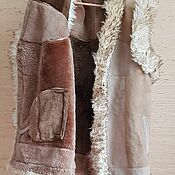 Одежда handmade. Livemaster - original item One-piece sheepskin vest beige. Handmade.