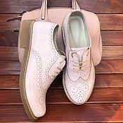 Обувь ручной работы handmade. Livemaster - original item Oxford shoes pink smooth beige sole. Handmade.