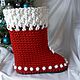  Handmade Christmas boot made of large cord. Christmas sock. knitted handmade rugs (kovrik-makrame). My Livemaster. Фото №5