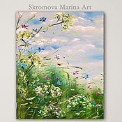 Картины и панно handmade. Livemaster - original item Oil painting with a July meadow. Painting with meadow grasses in oil.. Handmade.