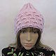A cap with a lapel - honeycomb, in pearl pink color. Headwear Sets. Cozy corner (nadejdamoshkina). My Livemaster. Фото №4