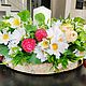 Летний подсвечник из ромашек и земляники. Подсвечник на стол. Подсвечники. Yanaflowersoul/Интерьерный декор. Интернет-магазин Ярмарка Мастеров.  Фото №2
