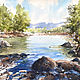 Watercolor painting ' River. summer day. ', Pictures, Moscow,  Фото №1