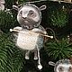 Елочная игрушка из папье-маше "Барашек вяжущий на спицах", Елочные игрушки, Москва,  Фото №1