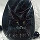 Buttercup – a black cat with Golden eyes – painting on Agatha. Pendant. lacquer miniature. Online shopping on My Livemaster.  Фото №2