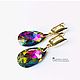 Серьги с каплями Swarovski позолота 24к по серебру "Иллюзия". Серьги классические. Farfalla Design by Olga Kadaner. Интернет-магазин Ярмарка Мастеров.  Фото №2