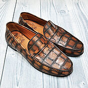 Обувь ручной работы handmade. Livemaster - original item Men`s loafer shoes, made of genuine crocodile leather.. Handmade.