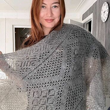 Аксессуары ручной работы. Ярмарка Мастеров - ручная работа Палантин серый. Handmade.