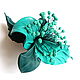 Caribbean leather barrette with stamen turquoise sea wave. Hairpins. De-Si-Re. Online shopping on My Livemaster.  Фото №2