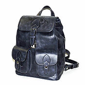 Сумки и аксессуары handmade. Livemaster - original item Blue leather backpack 