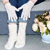 Аксессуары handmade. Livemaster - original item New!Openwork beautiful set of socks and gloves. Handmade.