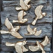 Для дома и интерьера handmade. Livemaster - original item Gold ceramic birds on the wall. Handmade.