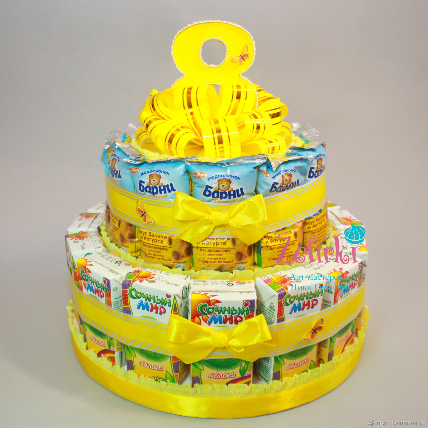 Торт из Барни и сока на день рождения в детский сад