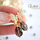 Earrings with Topaz, smoky quartz butterfly. Earrings. White Book. My Livemaster. Фото №6