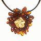 Amber Flower Pendant Natural Amber jewelry gift for woman, Pendant, Kaliningrad,  Фото №1