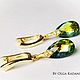 Серьги с кристаллами Swarovski "Sahara", позолота 24 к. Серьги классические. Farfalla Design by Olga Kadaner. Интернет-магазин Ярмарка Мастеров.  Фото №2