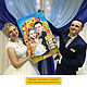 Wedding cartoon. Gift to the newlyweds at the wedding. Painting for the wedding, Holiday Design, Moscow,  Фото №1