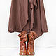 Brown linen boho skirt, Skirts, Tomsk,  Фото №1
