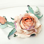 Украшения handmade. Livemaster - original item Brooch-clip: Rose Tenderness and extravagance. Decoration leather.. Handmade.