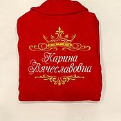 Одежда handmade. Livemaster - original item A gift for women on March 8, a terry dressing gown with personalized embroidery. Handmade.