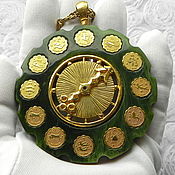 Винтаж handmade. Livemaster - original item Pendant on a chain Zodiac Signs, horoscope, clock, dial, astrology. Handmade.