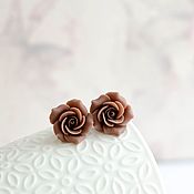 Украшения handmade. Livemaster - original item Handmade Coffee Rose Stud Earrings. Handmade.