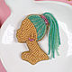 Beaded brooch Girl with turquoise braids, girl with dreadlocks, Brooches, Smolensk,  Фото №1