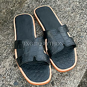 Обувь ручной работы handmade. Livemaster - original item Natural crocodile leather flip flops. Handmade.