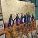 Order Painting penguins on the background of a golden sunset 60 by 70 cm potal. paintmart (oikos). Livemaster. . Pictures Фото №3