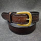 Belt, leather, embossed Dark brown, Straps, Sevsk,  Фото №1