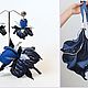 Blue classic irises Set of leather jewelry brooch and earrings. Jewelry Sets. flowersstyle (flowersstyle). My Livemaster. Фото №5
